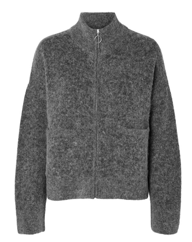 Tröjor/Koftor - Slfsia ras knit zipper cardigan – Medium grey melange